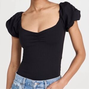 Free People Bella Ruched Bodysuit in black size small